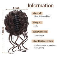 Chignon désordonné pour femme, postiche à clipser, extensions synthétiques ondulées et bouclées pour usage quotidien