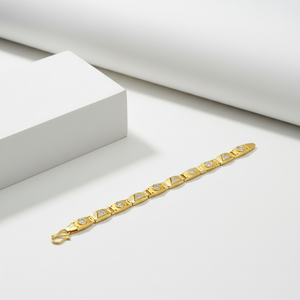 Elegante Brazalete de Oro Amarillo de 22K con Diseño Geométrico de Triángulo y Piedra Redonda para Hombre y Mujer, Cierre de Gancho Seguro - Product Image 2