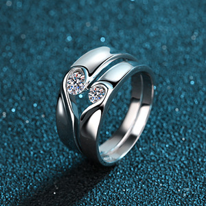 Nuevo Anillo <span class=keywords><strong>de</strong></span> Pareja Deyi S925 <span class=keywords><strong>de</strong></span> Plata <span class=keywords><strong>de</strong></span> Ley con Moissanita, Estilo Chino, Forma <span class=keywords><strong>de</strong></span> Corazón, Regalo <span class=keywords><strong>de</strong></span> San Valentín 'Amor en <span class=keywords><strong>Mi</strong></span> Corazón' - Product Image 1