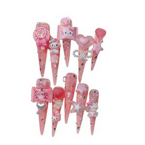 <span class=keywords><strong>Ongles</strong></span> pressés <span class=keywords><strong>extra</strong></span> longs en forme de stiletto carré, design personnalisé, <span class=keywords><strong>ongles</strong></span> en acrylique complets faits à la main, style dessin animé, fille épicée, <span class=keywords><strong>colle</strong></span> <span class=keywords><strong>pour</strong></span> <span class=keywords><strong>ongles</strong></span> - Product Image 1