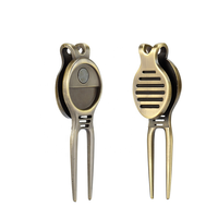 Outils de réparation de divots de golf en métal vierge personnalisables en gros avec logo, en fonte, avec clip ceinture 2026