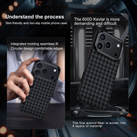 Coque de téléphone en fibre d'aramide pour iPhone 17 Pro Max 2025 magnétique ultra mince antichoc avec support d'objectif de caméra en métal