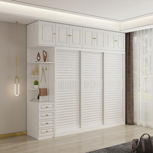 ตู้เสื้อผ้าที่เก็บเสื้อผ้าสไตล์ยุโรปตู้เสื้อผ้าเฟอร์นิเจอร์ไม้ประตูบานเลื่อนทันสมัยสำหรับห้องนอน - Product Image 2