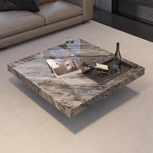 Bàn cà phê bằng đá cẩm thạch Hiện Đại Kiểu dáng đẹp với kết thúc bóng và khay tích hợp đồ nội thất bằng kim loại bền phong cách trang trí phòng khách - Product Image 3