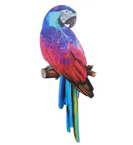 Reçine asılı tropikal renkli papağan heykelleri kapalı açık kuş dekore heykelleri