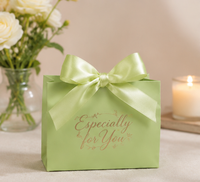 Sac en papier personnalisé classique de luxe mini rose pour cosmétiques, bijoux, boutique, shopping, cadeau, réutilisable, écologique, avec poignée en ruban et nœud papillon