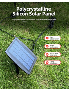 Lámpara Solar de Jardín con Panel de 6V 5W, 300LM, Batería de 3000mAh, IP65 Impermeable, con Estaca para Tierra - Product Image 2