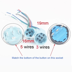16/19/22/25มิลลิเมตรเชื่อมต่อสายไฟซ็อกเก็ตสำหรับโลหะปุ่มกดสวิทช์สายไฟ3-6สายโคมไฟที่มีเสถียรภาพปุ่มขั้วฐาน - Product Image 4