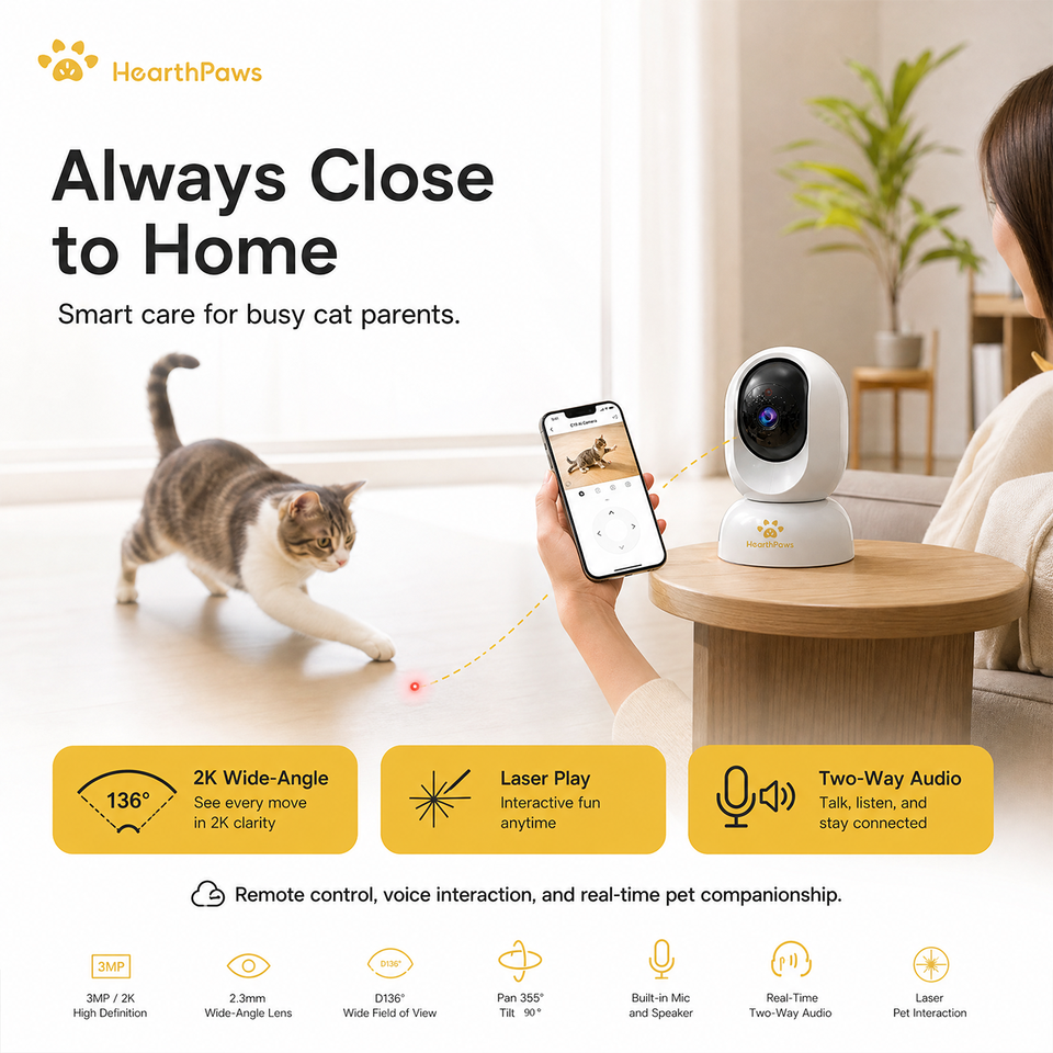 CE FCC RoHS Indoor Pet Camera for Cats and Dogs with Two-Way Audio and ...