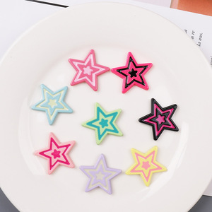 Mini-breloques étoiles en résine à dos plat, cabochons de dessin animé, accessoires DIY, pendentifs étoiles émaillés à dos plat pour la décoration de pinces à cheveux - Product Image 1