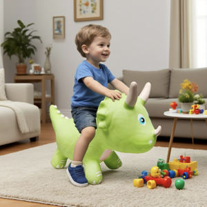 Caballo Balancín de Plástico Ecológico de Calidad Superior, Blanco y Verde, para Niños, Decoración de Exteriores, con Manijas Mecánicas, Juguetes Balancín con Movimiento - Product Image 1