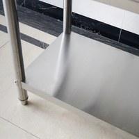 Table de travail en acier inoxydable à deux niveaux pour laboratoire et cuisine
