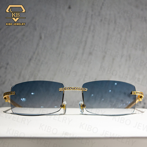 Gafas de Sol Unisex de Lujo Estilo Hip Hop, Color Personalizado, con Cristales de Circonia Cúbica VVS 5A, Montura Completa Ovalada, Protección UV400, Marca <span class=keywords><strong>KIBO</strong></span> - Product Image 3