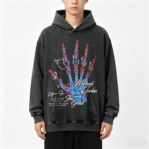 Pull à capuche pour homme, coupe régulière, manches courtes, imprimé DTG, style streetwear américain, couleur unie, hip-hop, automne - Product Image 3