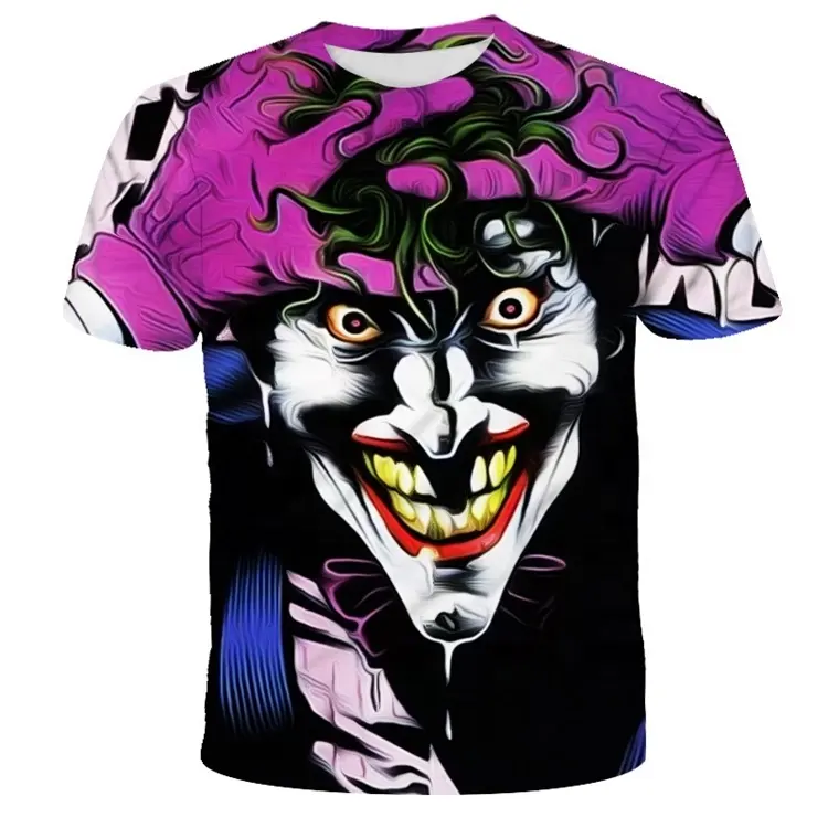 2021 Summer Clown T Shirt men's shirts Joker Face Printed 3d Terror Man Clothing Plus Size T Shirt Casual Clothes For Men