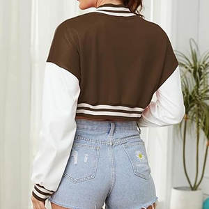 Venta caliente de las mujeres logotipo personalizado Crop Letterman chaqueta cómoda y transpirable señoras Crop Letterman chaquetas - Product Image 5