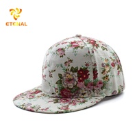 Topi Snapback Kanvas Berkualitas Tinggi 100% Katun dengan Cetakan Daun Bunga dan Leopard, Karakter Tropis Hawaii, Jersey Outdoor