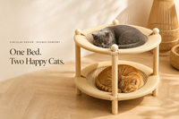 Lit pour chat rond à double couche, hamac en tricot, tapis en jute, canapé pour animaux de compagnie en bois de hêtre massif pour chats d'intérieur