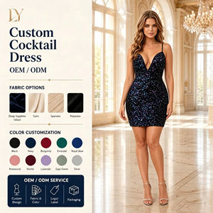 Fournisseur de robes mini à sequins sexy personnalisées en gros, à bretelles spaghetti et col en V profond, pour soirées et clubs - Product Image 1