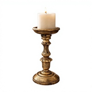 Porte-bougie en métal laiton antique, style français vintage, centre de table, décoration intérieure - Product Image 1