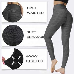 2021 Women High Waist Elastic Sports Fitness Gym Honeycomb Bubble Texture Anti Cellulite Waffle Textured Yoga Pants <strong>Leggings</strong> - Product Image 5