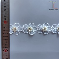 Accessoires de traitement personnalisés mariage français perle blanche strass perlé chantilly organza garniture de mariée dentelle avec perles