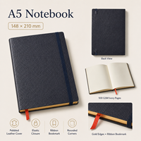Carnet de notes A5 de luxe personnalisé en cuir PU noir grainé, reliure cousue, journal haut de gamme, cadeau avec logo, export en gros