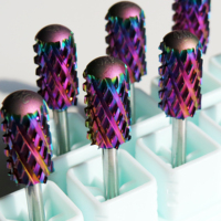Foret à ongles en carbure violet 4XC 3XC, 3/32 po, à bout rond lisse et grand cylindre, pour manucure et pédicure - Vente chaude