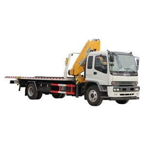Isuzu FTR 4x2 <b>Flatbed</b> Wrecker <b>Truck</b> with 6 Ton Hydraulic Knuckle Boom Crane Slidebed Recovery <b>Truck</b> 4HK1 Engine - Product Image 1