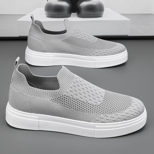 Slide-On Solid Men's Summer Breathable Thin <b>Black</b> Synthetic <b>Sock</b> Shoes for Mesh Canvas Sneakers - Product Image 3