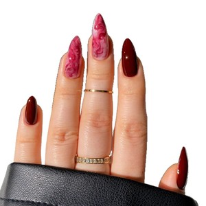 Ongles à presser « Date <span class=keywords><strong>Night</strong></span> Killer » brillants rouge bordeaux et rose tourbillonnant, l'ultime manucure séduisante et accrocheuse, fournitures pour ongles - Product Image 5