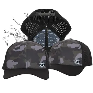 Fashionable Quick Dry Polyester Perforated Laser Cut Hole Hat Waterproof Nylon Breathable Sport Mesh Baseball Cap