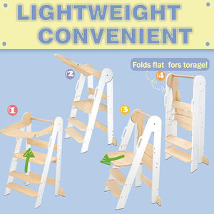 Tour d'apprentissage pour enfant en bois pliable 2 en 1, réglable en hauteur sur 3 niveaux, pour tout-petits de 1,5 à 6 ans - Product Image 5