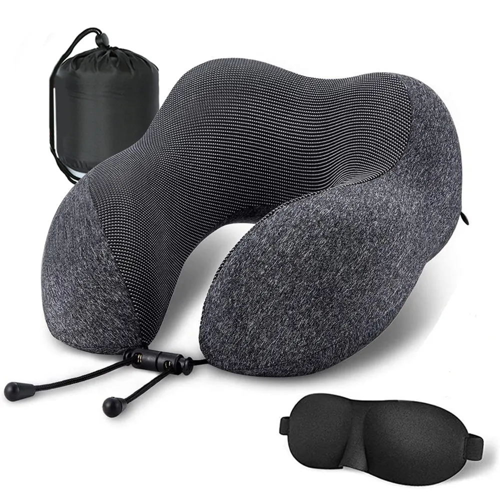 Travel pillow 100% pure memory foam neck pillow comfortable and breathable pillowcase machine washable aircraft travel suit