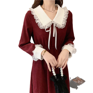 4948 2026 <span class=keywords><strong>Robe</strong></span> midi décontractée pour femme, col en dentelle, manches longues, pour le bureau, vente en gros de vêtements, fabricant de vêtements sur mesure - Product Image 1