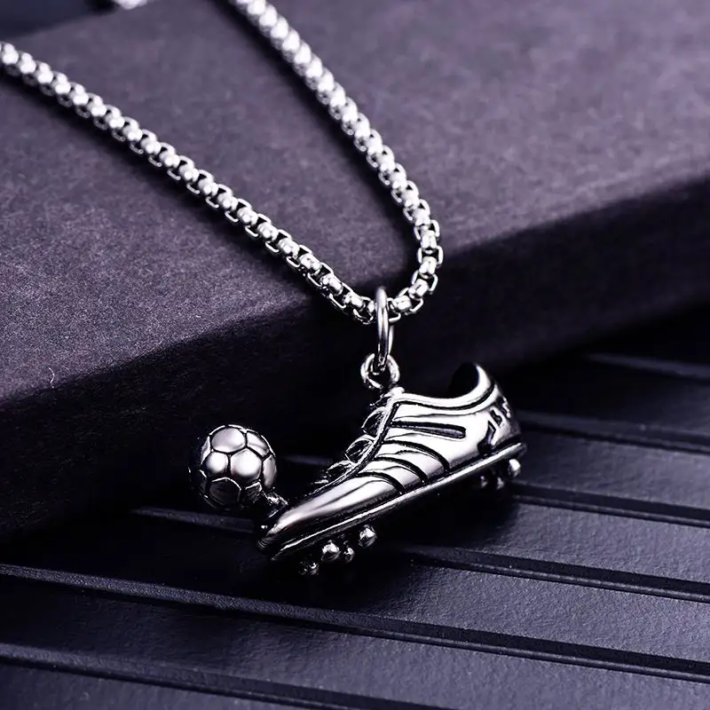 Fashion Stainless Steel Necklace Football Foot Necklaces for Women Men Sport Jewelry Soccer Shoe Sneaker Pendants