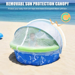 Foldable Sunshade Swimming Pool 120Cm Blue With Canopy For Kids Outdoor Play Water Pool Inflatable Pool - Product Image 2