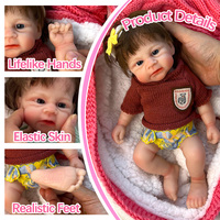 Poupée Reborn Fille Nouveau-né Ultra Douce de 30 CM, Yeux et Bouche Ouverts, Faite à la Main, Peinte, Toucher Réel, Entièrement en Silicone, Articles de Collection