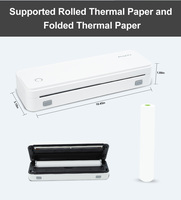 Imprimante thermique mobile A4 portable Voyages d'affaires Résolution 300 dpi Mini sans fil 216 mm Sans encre 208 mm Papier d'étiquette utilisé