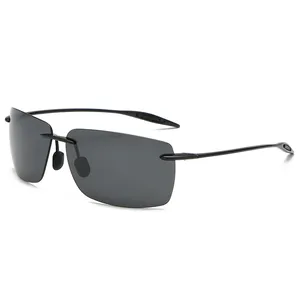 Toptan TR90 çerçevesiz erkek ultralight polarize güneş gözlüğü gafas de sol siyah çerçeve balıkçılık sürüş güneş gözlüğü
