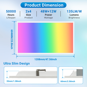 <span class=keywords><strong>Pannello</strong></span> Luminoso <span class=keywords><strong>LED</strong></span> Intelligente con Controllo Tuya 48W+12W RGBCW Retroilluminato AC120V-277V 2x4 FT, <span class=keywords><strong>Pannello</strong></span> da Incasso/<span class=keywords><strong>Sospeso</strong></span> per Soffitto - Product Image 5