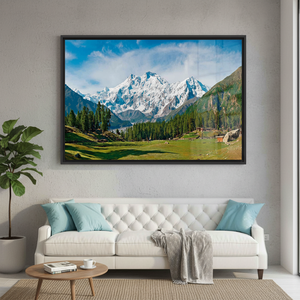 Nanga Parbat Tempered Glass Canvas Print: Mountain Landscape Art,<b>BLACK</b> <b>FRAMED</b> CANVAS - Product Image 3
