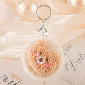 Plush Bear Head <b>Compact</b> Foldable Silver Finish Double Sided Pocket Makeup <b>Mirror</b> Soft Furry Animal Design Portable Travel - Product Image 4