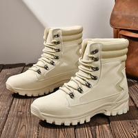 Bottes tactiques en PU respirantes à tige haute pour hommes et femmes, idéales pour l'entraînement en plein air et la randonnée