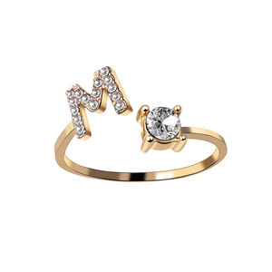 แหวนทองปรับได้ทำจากสเตนเลสเซอร์คอนขนาด26ตัวอักษร18K คุณภาพสูง - Product Image 6