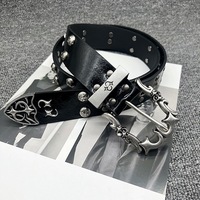 Nouvelle ceinture en cuir PU de haute qualité, style punk clouté noir brillant, tendance hip-hop américaine, pour hommes, mode unique, vente en gros en stock