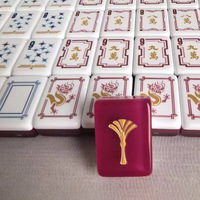 Tuiles de Mahjong en Cristal Moderne en Stock, Expédition Directe, Motif Feuilles de Ginkgo Rouges, Durables, Écologiques, Portables, pour 3/4 Joueurs, Édition US