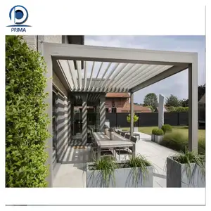 พิรม่าสวนกลางแจ้ง pergolas อลูมิเนียมและพีวีซี pergola ศาลาและคานโบสถ์มอเตอร์อัตโนมัติหลังคา pergola พลังงานแสงอาทิตย์แบบชีวภาพภูมิอากาศ