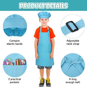 Delantal de cocina unisex ajustable para niños, Conjunto personalizado con bolsillo para pintura infantil para niños y niñas - Product Image 3