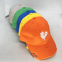 Casquettes de baseball ajustables en coton lavé avec trous percés personnalisés, style décontracté, en sergé uni, pour le sport